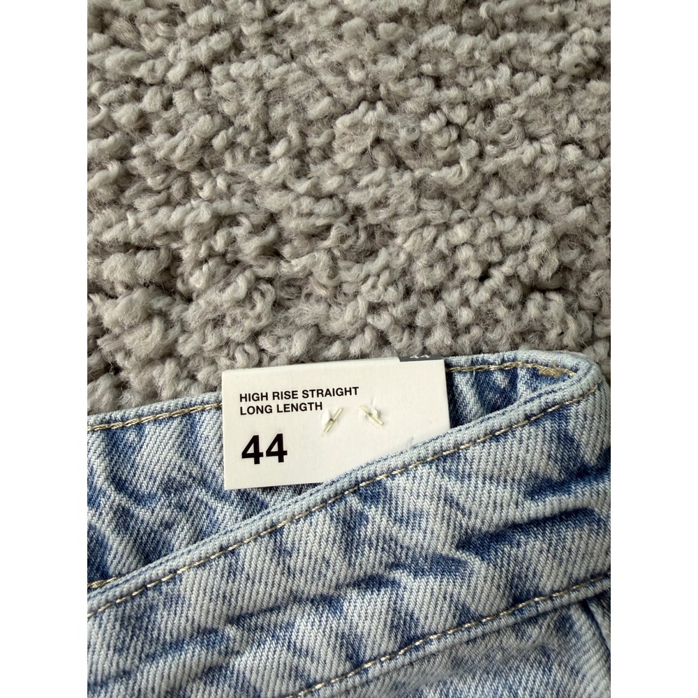 NWT Zara High Rise Straight Long Length Jeans Light Wash Acid Denim Size 12 EUR - Picture 7 of 10